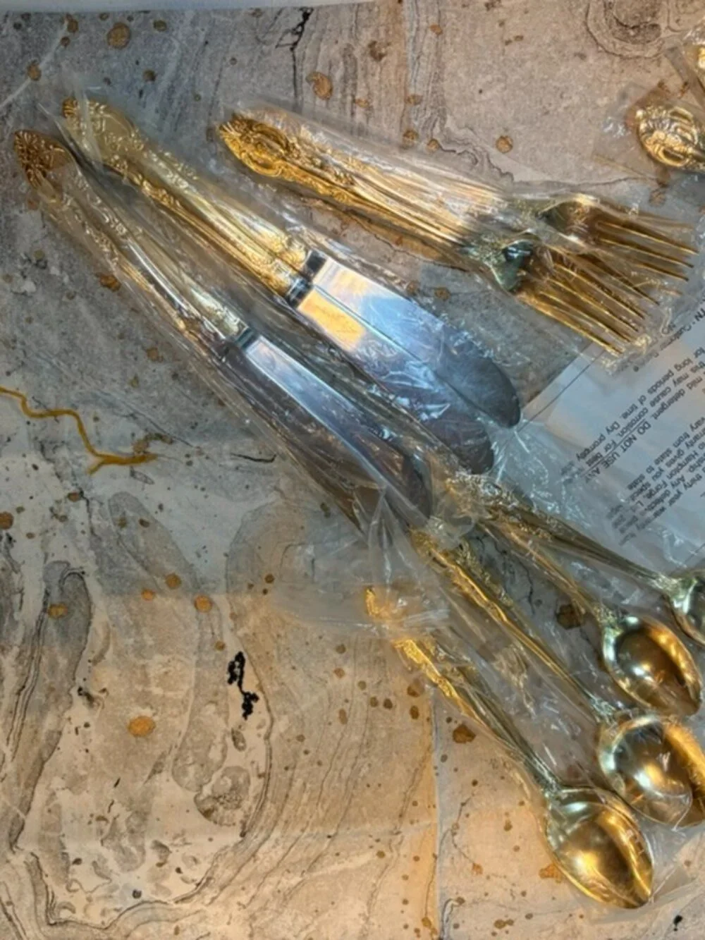 H.F. LTD Versailles 24kt Gold plated Stainless Flatware Set NWB